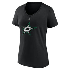 Mikko Rantanen Dallas Stars Fanatics Women's Authentic Stack Name & Number V-Neck T-Shirt - Black - NHL