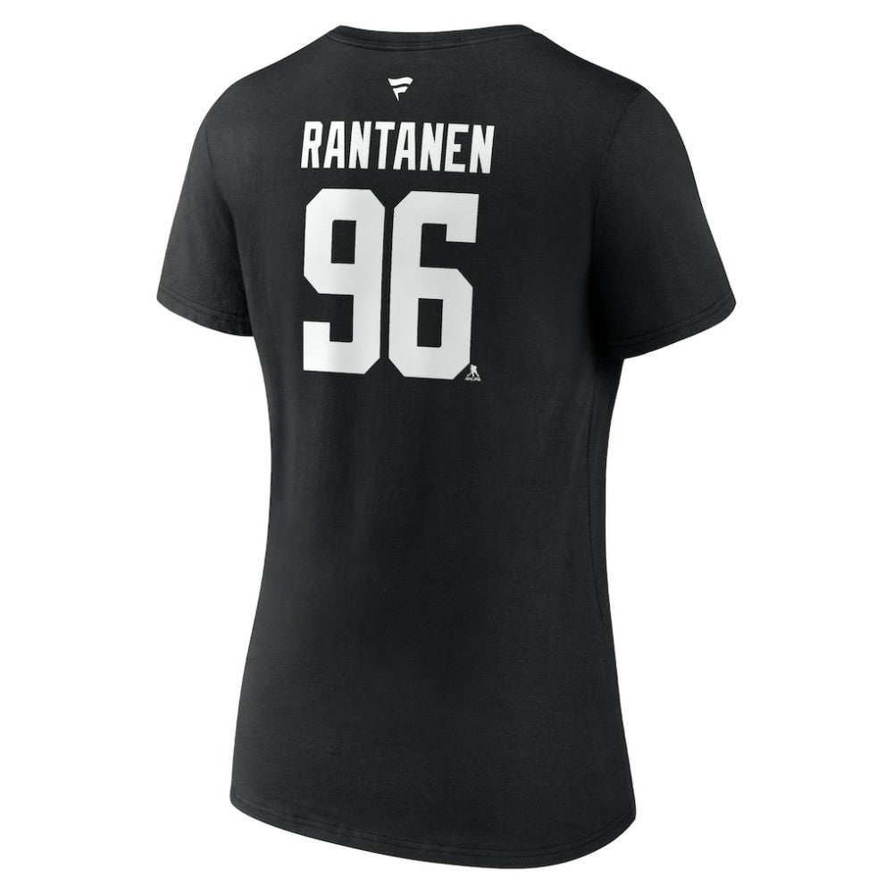 Mikko Rantanen Dallas Stars Fanatics Women's Authentic Stack Name & Number V-Neck T-Shirt - Black - NHL