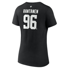 Mikko Rantanen Dallas Stars Fanatics Women's Authentic Stack Name & Number V-Neck T-Shirt - Black - NHL