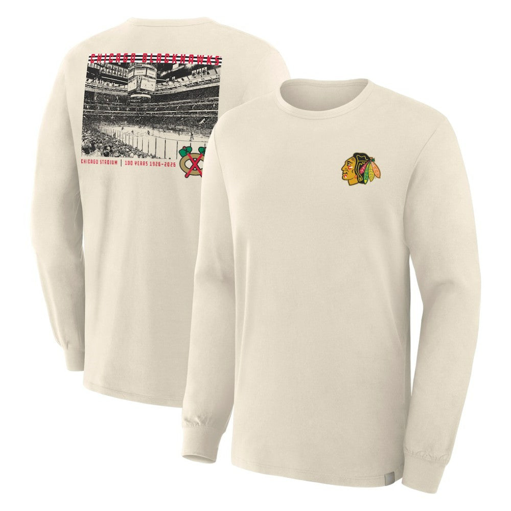 Chicago Blackhawks Fanatics Centennial Legacy Long Sleeve T-Shirt - Beige - NHL