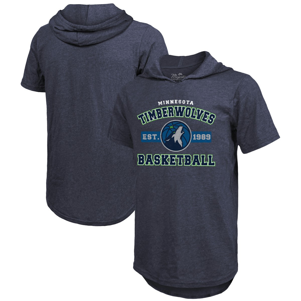 Minnesota Timberwolves Majestic Threads Tri-Blend Hoodie T-Shirt Navy - NBA