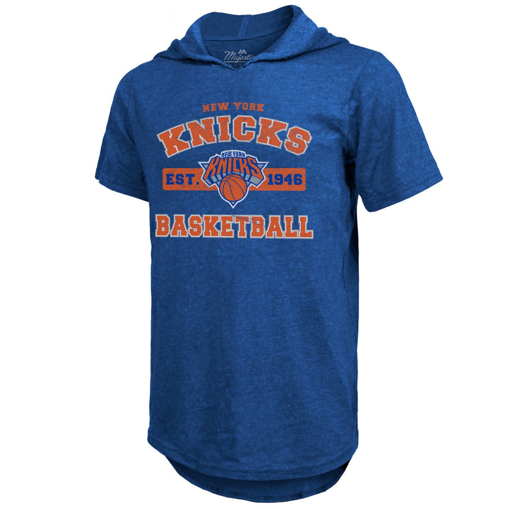 New York Knicks Majestic Threads Tri-Blend Hoodie T-Shirt Royal - NBA