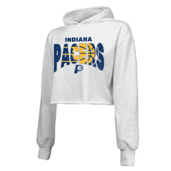 Indiana Pacers Majestic Threads Women's Tri-Blend Cropped Pullover Hoodie White - NBA