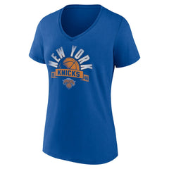 New York Knicks Women's '90s Graphic V-Neck T-Shirt Blue - NBA