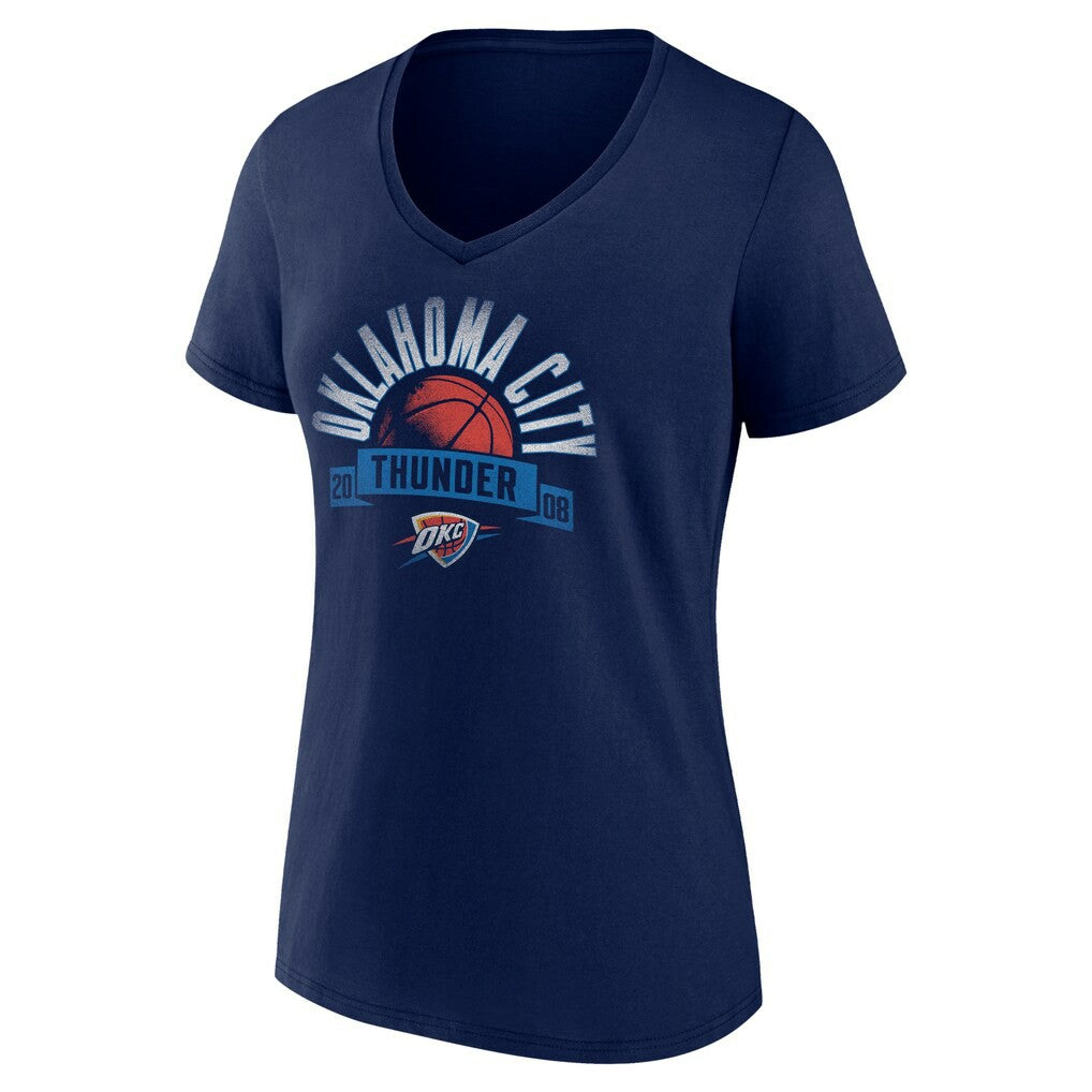 Oklahoma City Thunder Women's '90s Graphic V-Neck T-Shirt Navy - NBA