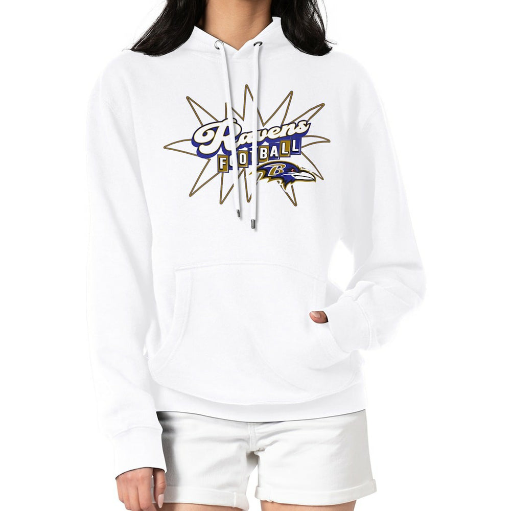 Baltimore Ravens Starter Women's Drive-In Sign Pullover Hoodie White | NFL