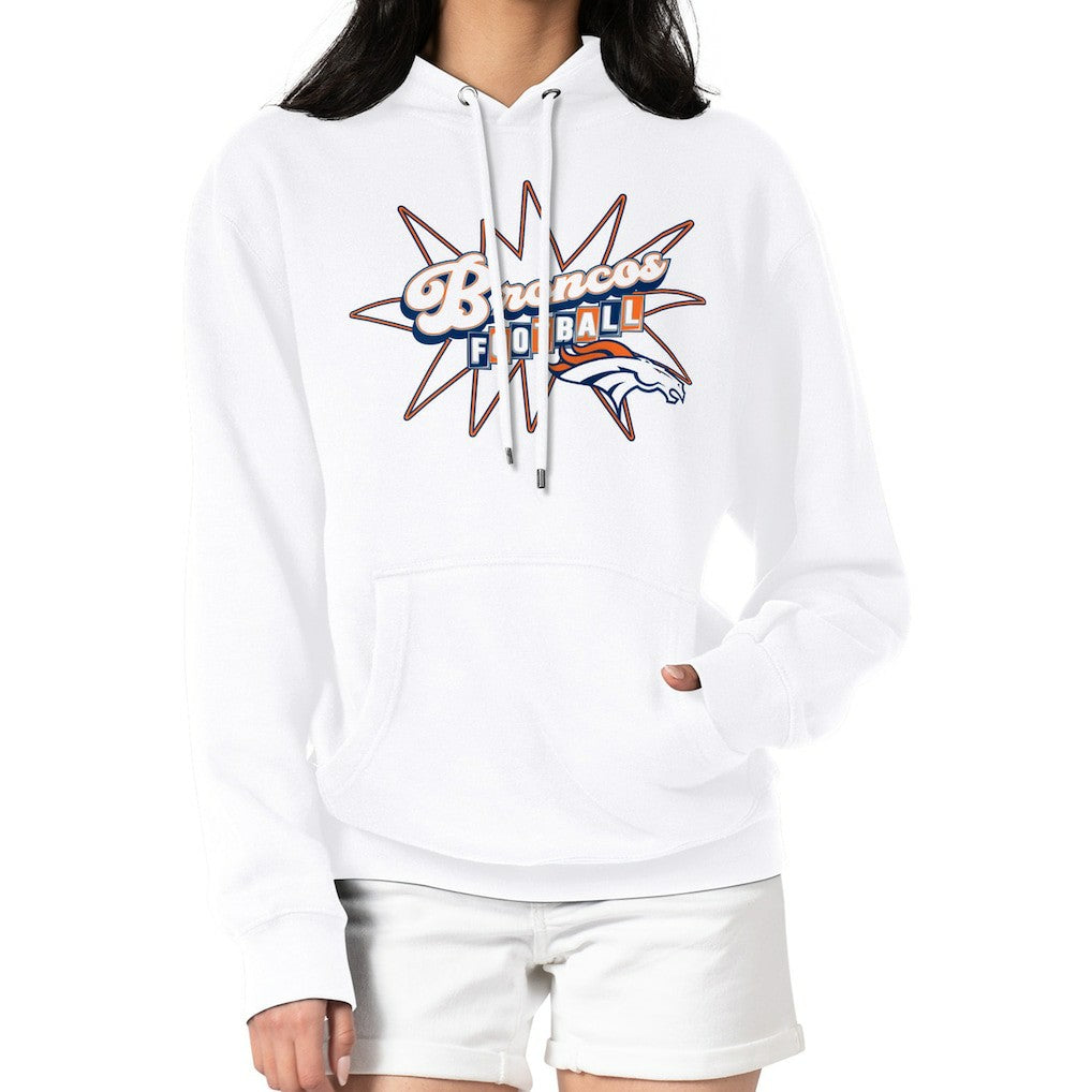 Denver Broncos Starter Women's Drive-In Sign Pullover Hoodie White | NFL