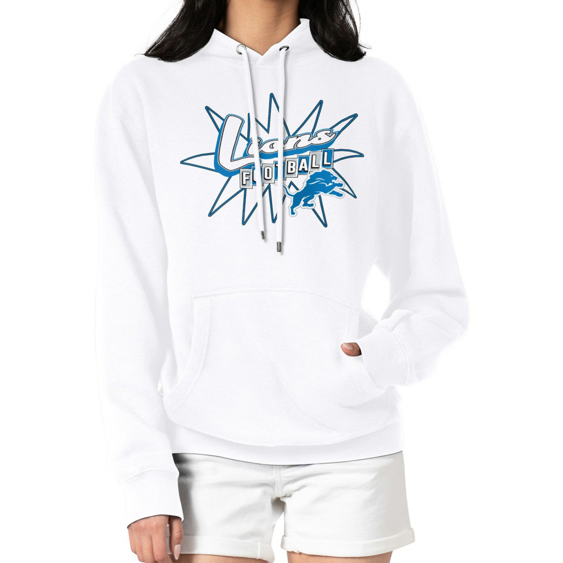 Detroit Lions Starter Women's Drive-In Sign Pullover Hoodie White | NFL