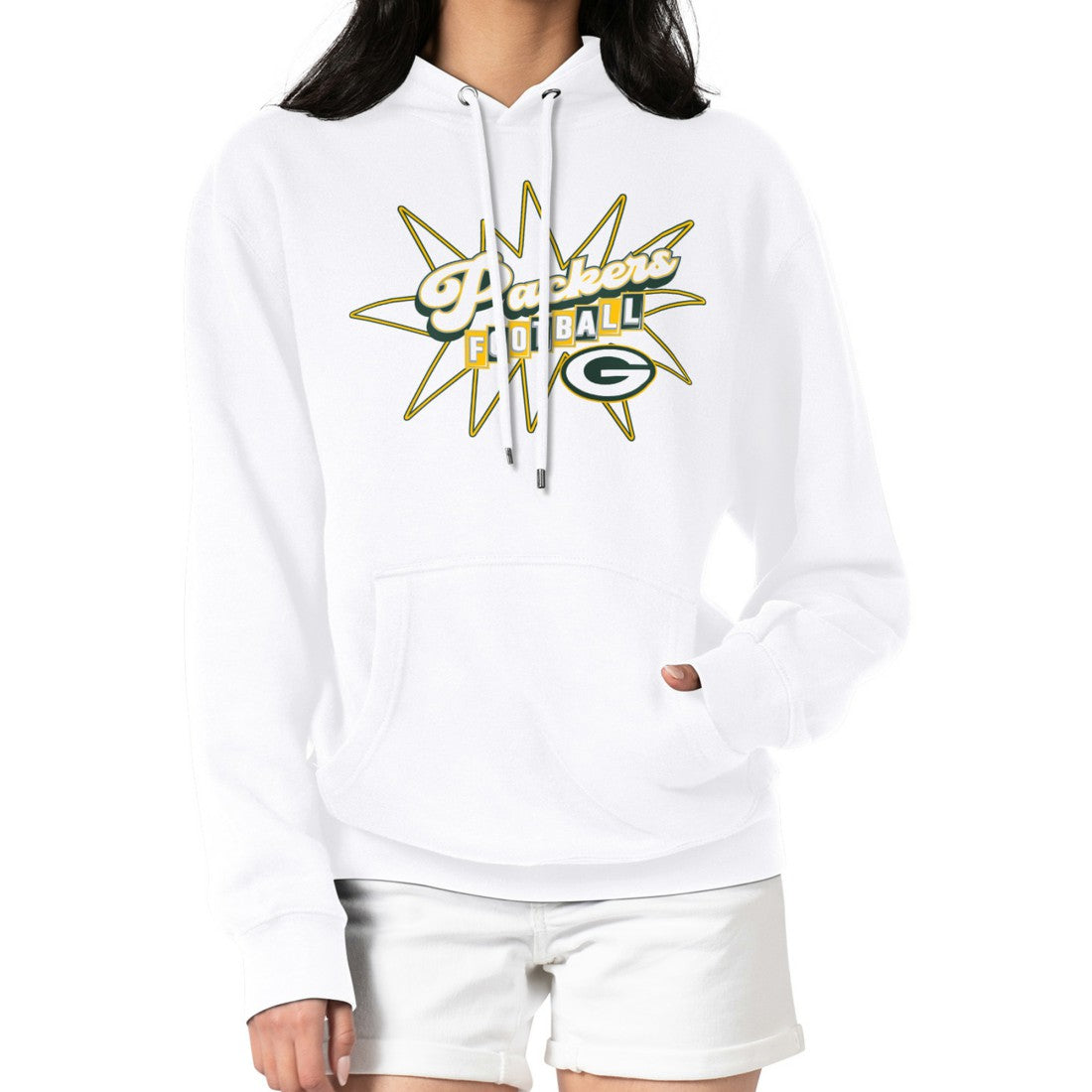Green Bay Packers Starter Women's Drive-In Sign Pullover Hoodie White | NFL