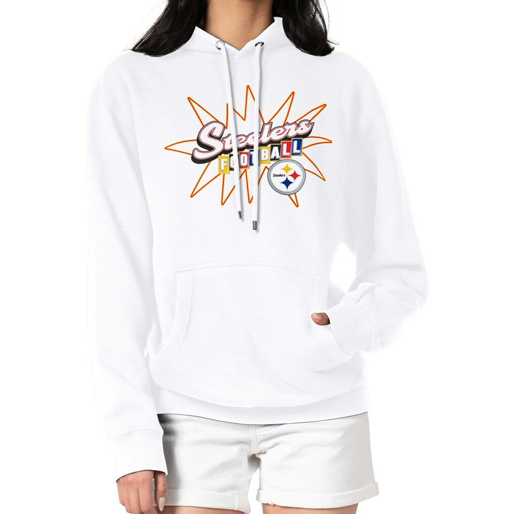 Pittsburgh Steelers Starter Women's Drive-In Sign Pullover Hoodie White | NFL