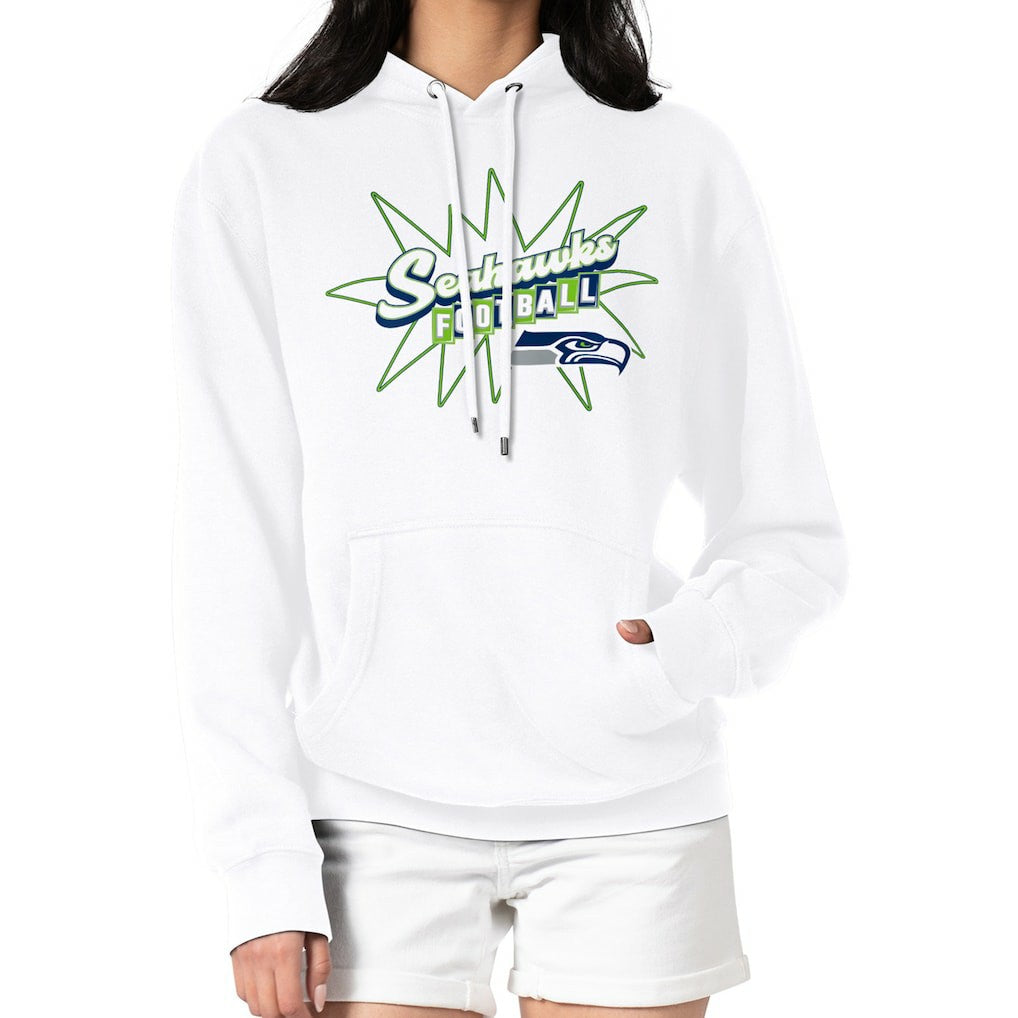 Seattle Seahawks Starter Women's Drive-In Sign Pullover Hoodie White | NFL