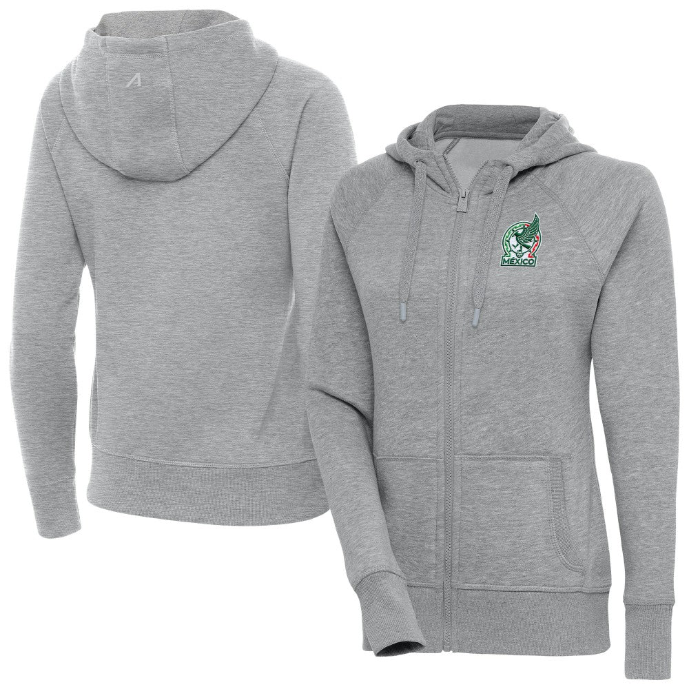 Mexico National Team Antigua Women's Takeover Full-Zip Hoodie Heather Gray - FIFA World CUP