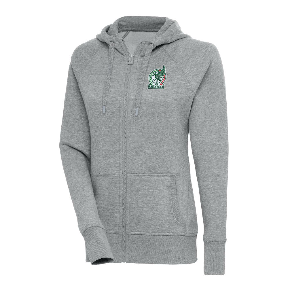 Mexico National Team Antigua Women's Takeover Full-Zip Hoodie Heather Gray - FIFA World CUP