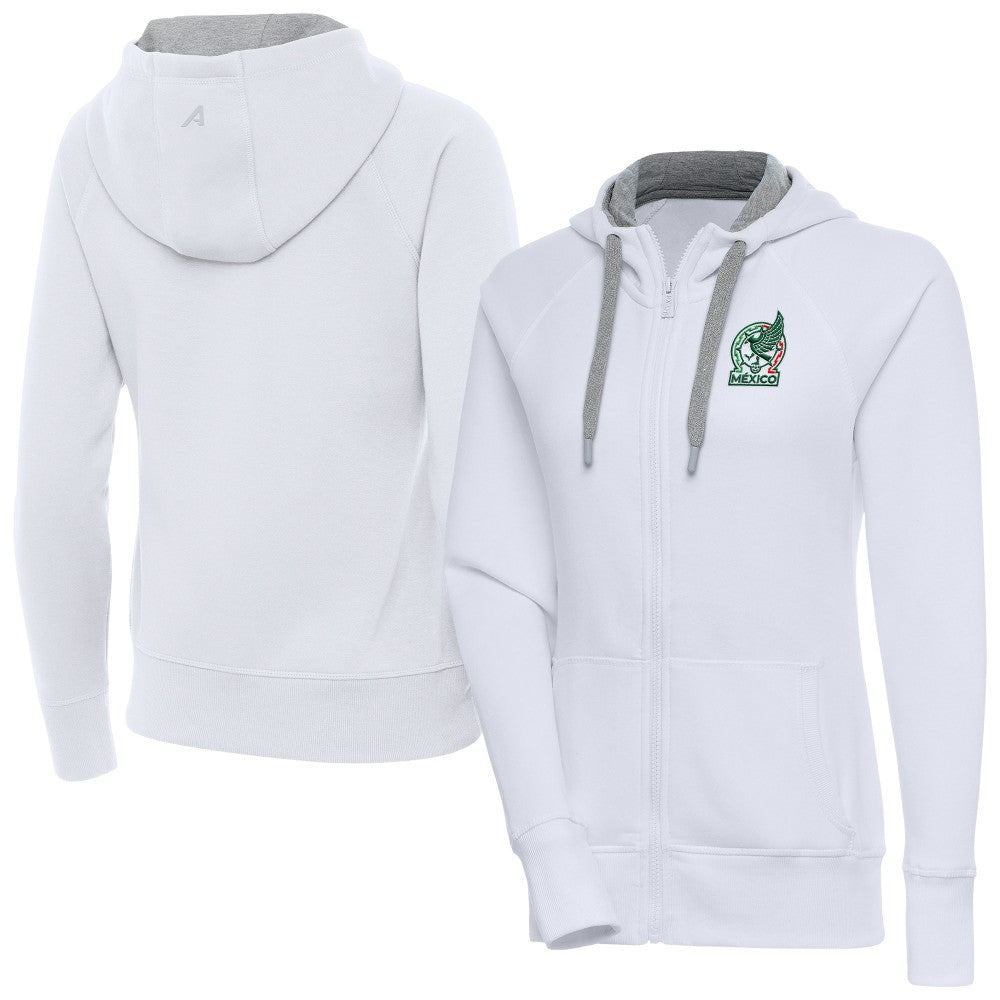 Mexico National Team Antigua Women's Takeover Full-Zip Hoodie White - FIFA World CUP