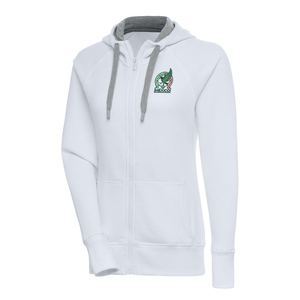 Mexico National Team Antigua Women's Takeover Full-Zip Hoodie White - FIFA World CUP