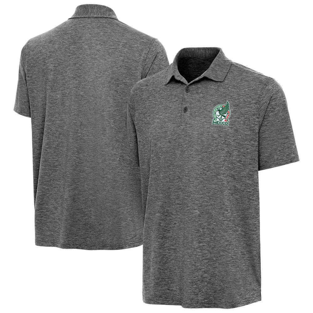 Mexico National Team Antigua Triple Shot Polo Heather Black - FIFA World CUP