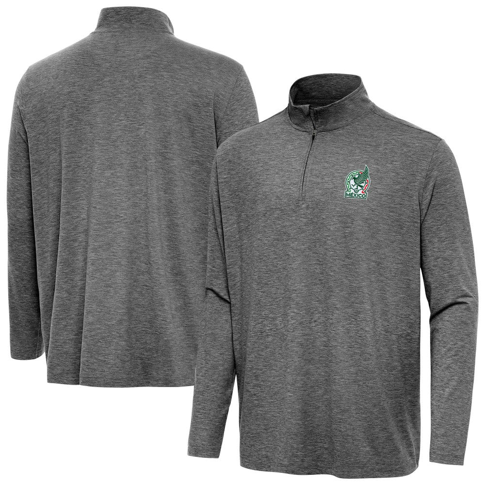 Mexico National Team Antigua Master Quarter-Zip Pullover Heather Black - FIFA World CUP