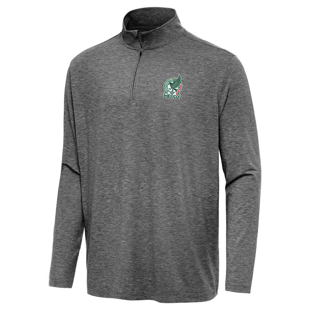 Mexico National Team Antigua Master Quarter-Zip Pullover Heather Black - FIFA World CUP