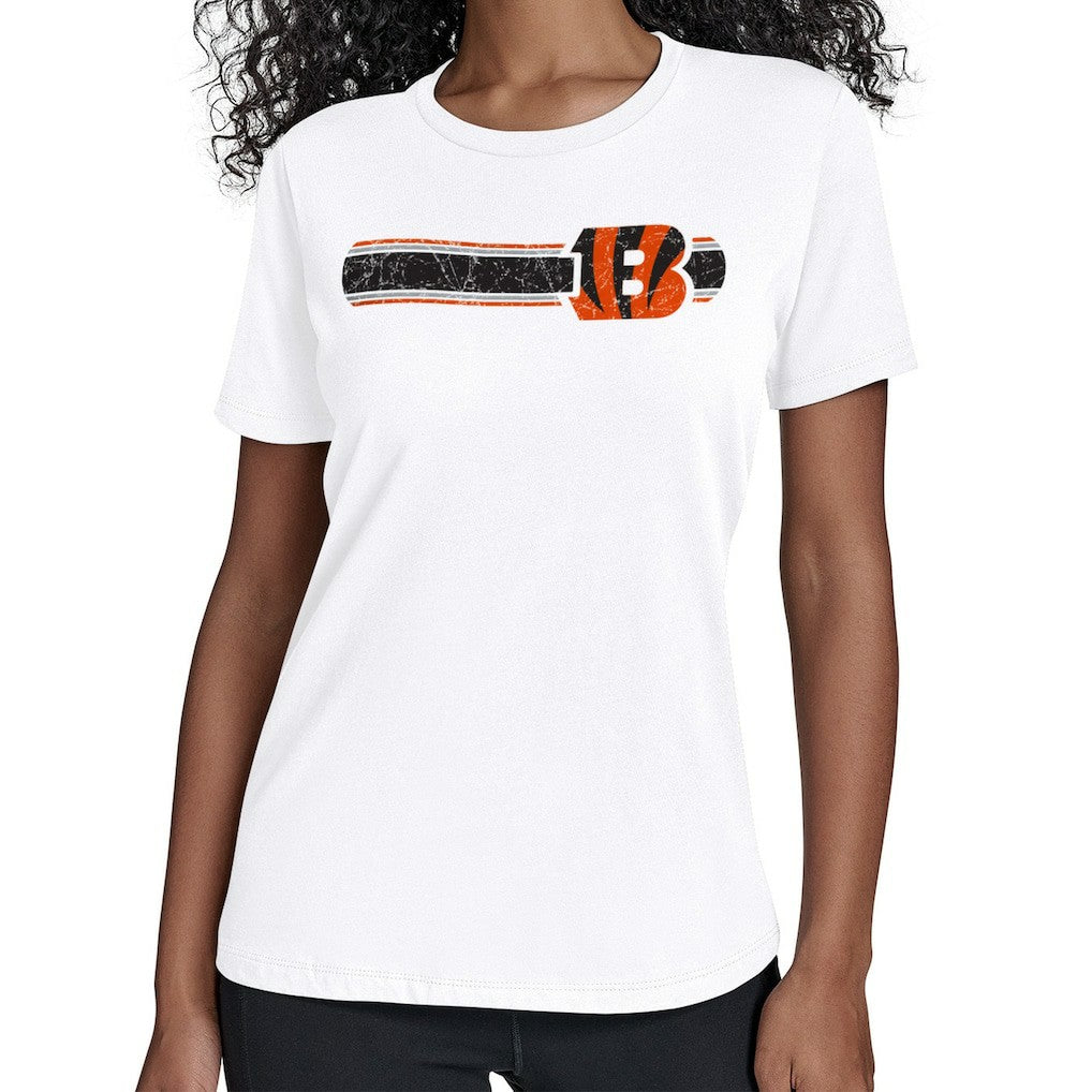 Cincinnati Bengals Starter Women's Team Stripe T-Shirt White | NFL