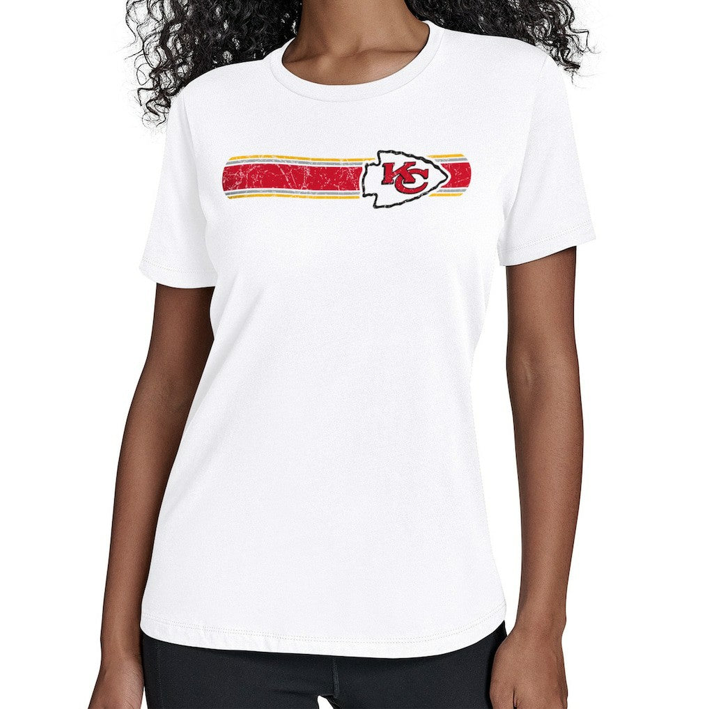 Kansas City Chiefs Starter Women's Team Stripe T-Shirt White | NFL