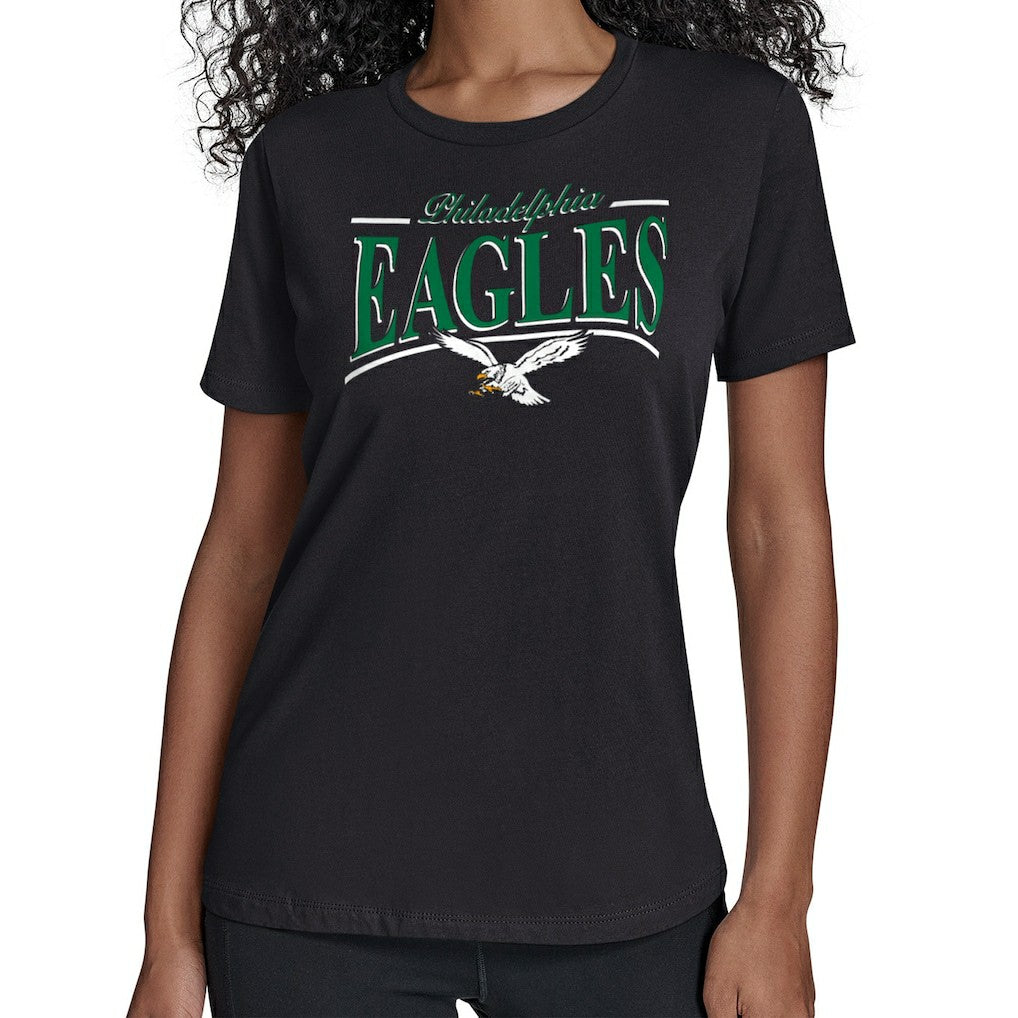 Philadelphia Eagles Starter Women's Throwback Arch Stripe T-Shirt Black | NFL
