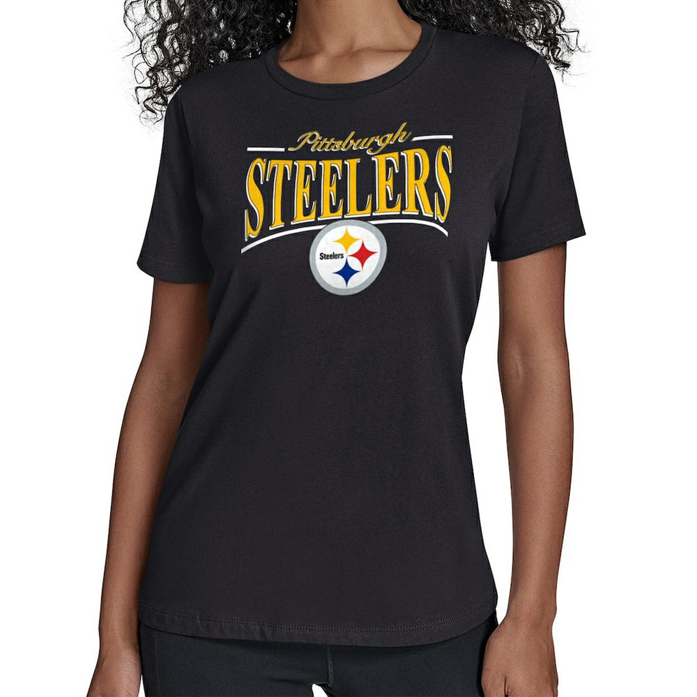 Pittsburgh Steelers Starter Women's Arch Stripe T-Shirt Black | NFL