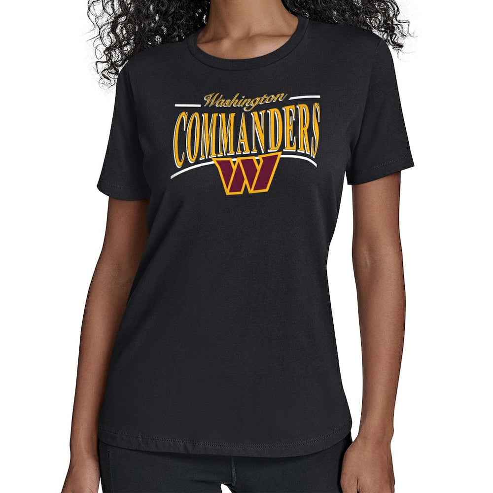 Washington Commanders Starter Women's Arch Stripe T-Shirt Black | NFL