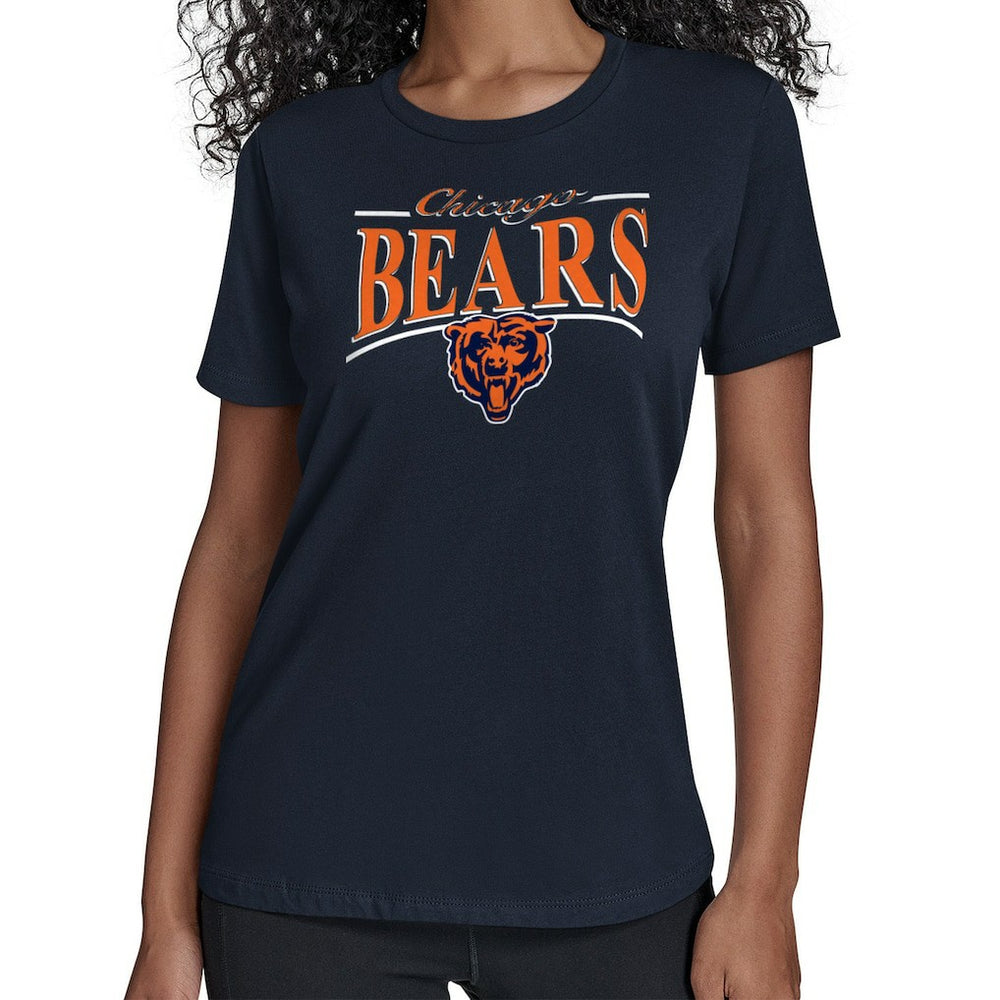 Chicago Bears Starter Women's Arch Stripe T-Shirt Navy | NFL