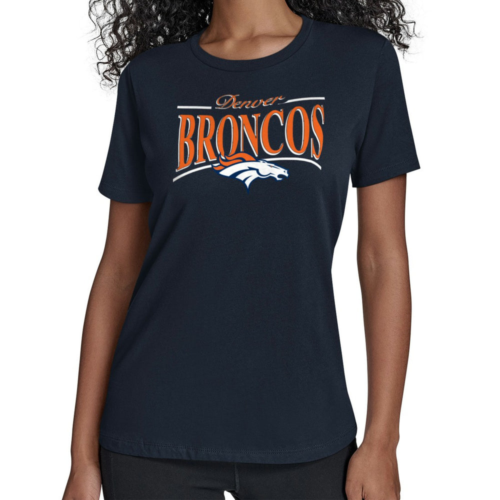 Denver Broncos Starter Women's Arch Stripe T-Shirt Navy | NFL