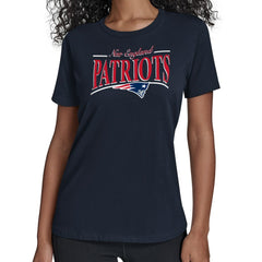 New England Patriots Starter Women's Arch Stripe T-Shirt Navy | NFL