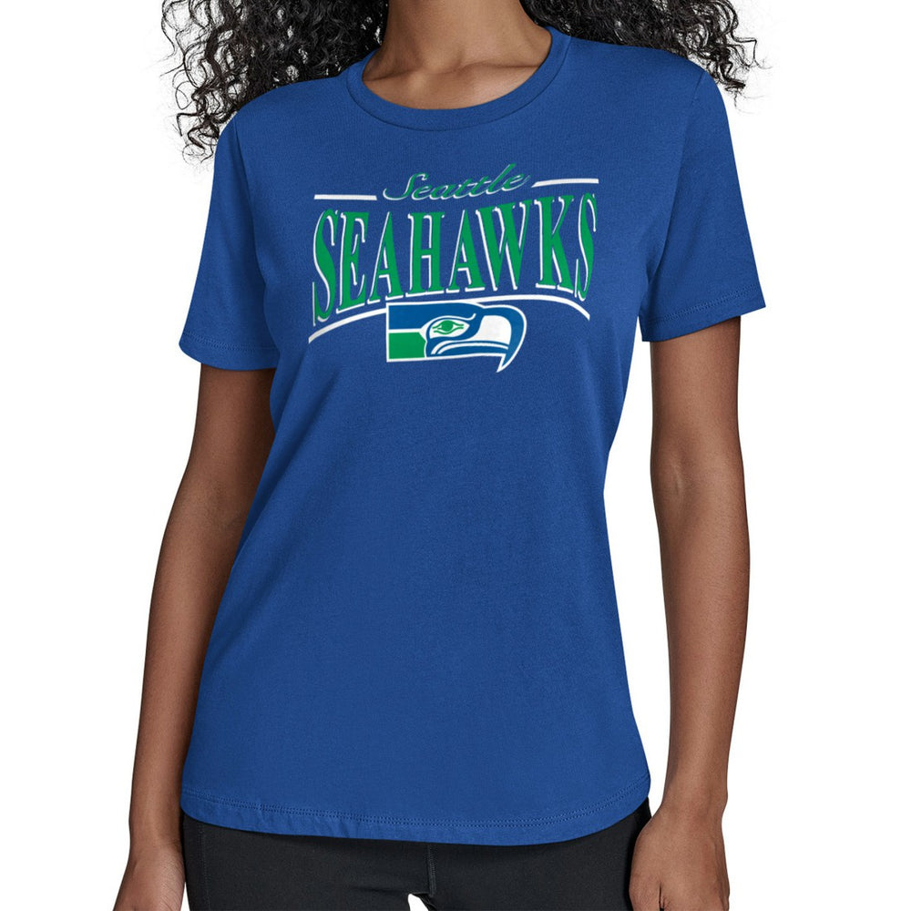 Seattle Seahawks Starter Women's Throwback Arch Stripe T-Shirt Royal | NFL