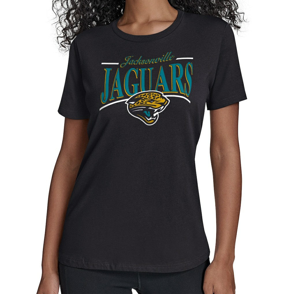 Jacksonville Jaguars Starter Women's Throwback Arch Stripe T-Shirt Black | NFL