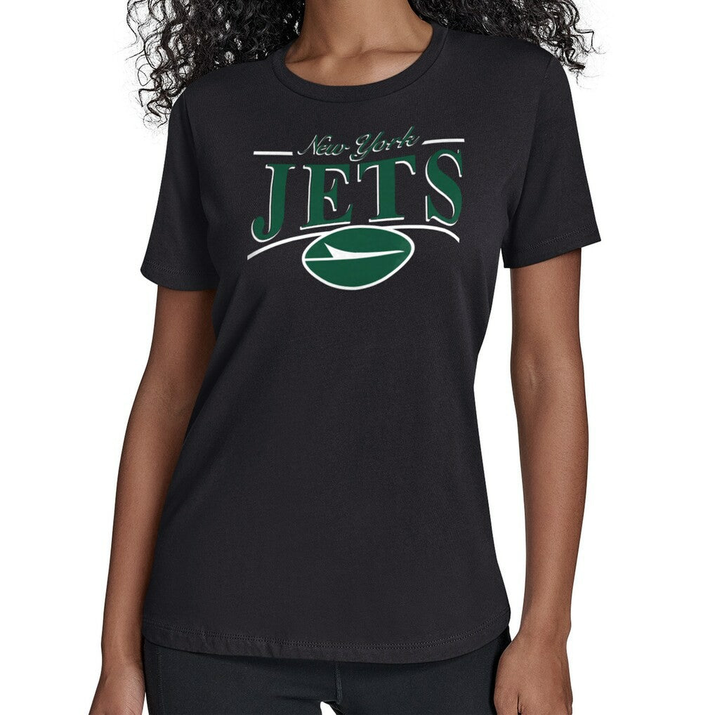 New York Jets Starter Women's Arch Stripe T-Shirt Black | NFL