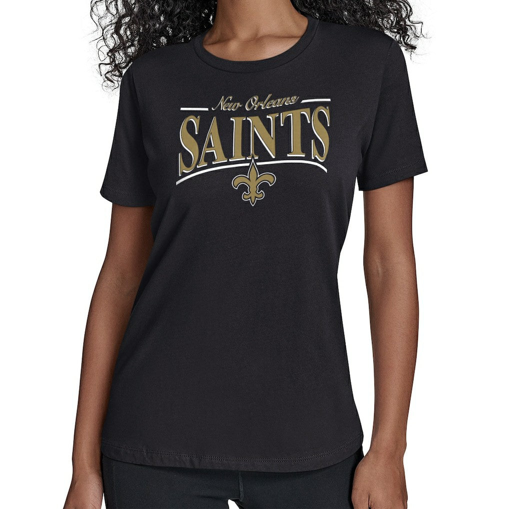 New Orleans Saints Starter Women's Arch Stripe T-Shirt Black | NFL