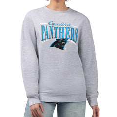 Carolina Panthers Starter Women's Arch Stripe Fleece Pullover Sweatshirt Gray | NFL