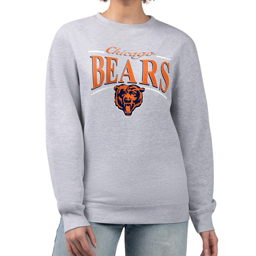 Chicago Bears Starter Women's Arch Stripe Fleece Pullover Sweatshirt Gray | NFL