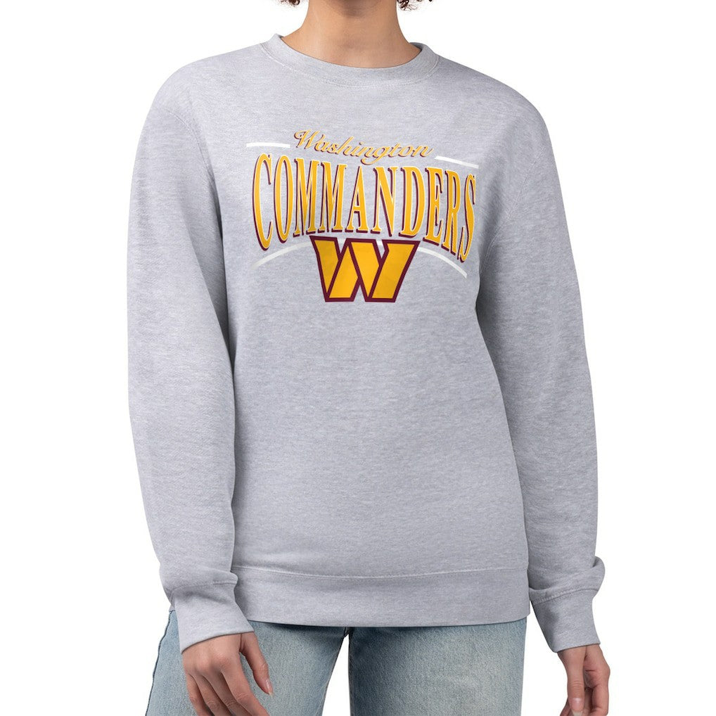 Washington Commanders Starter Women's Arch Stripe Fleece Pullover Sweatshirt Gray | NFL
