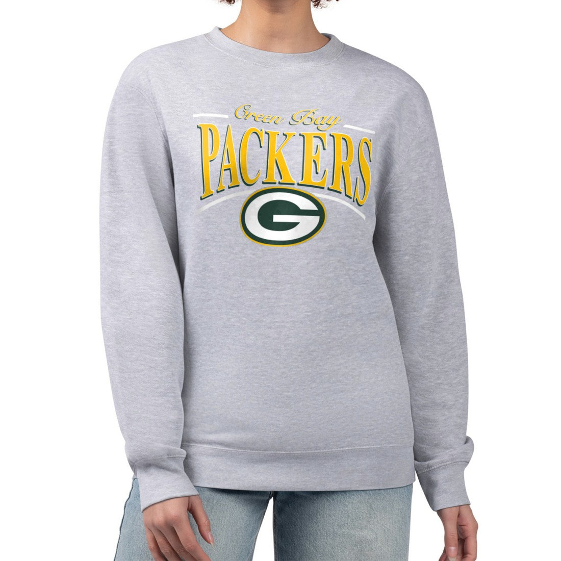 Green Bay Packers Starter Women's Arch Stripe Fleece Pullover Sweatshirt Gray | NFL