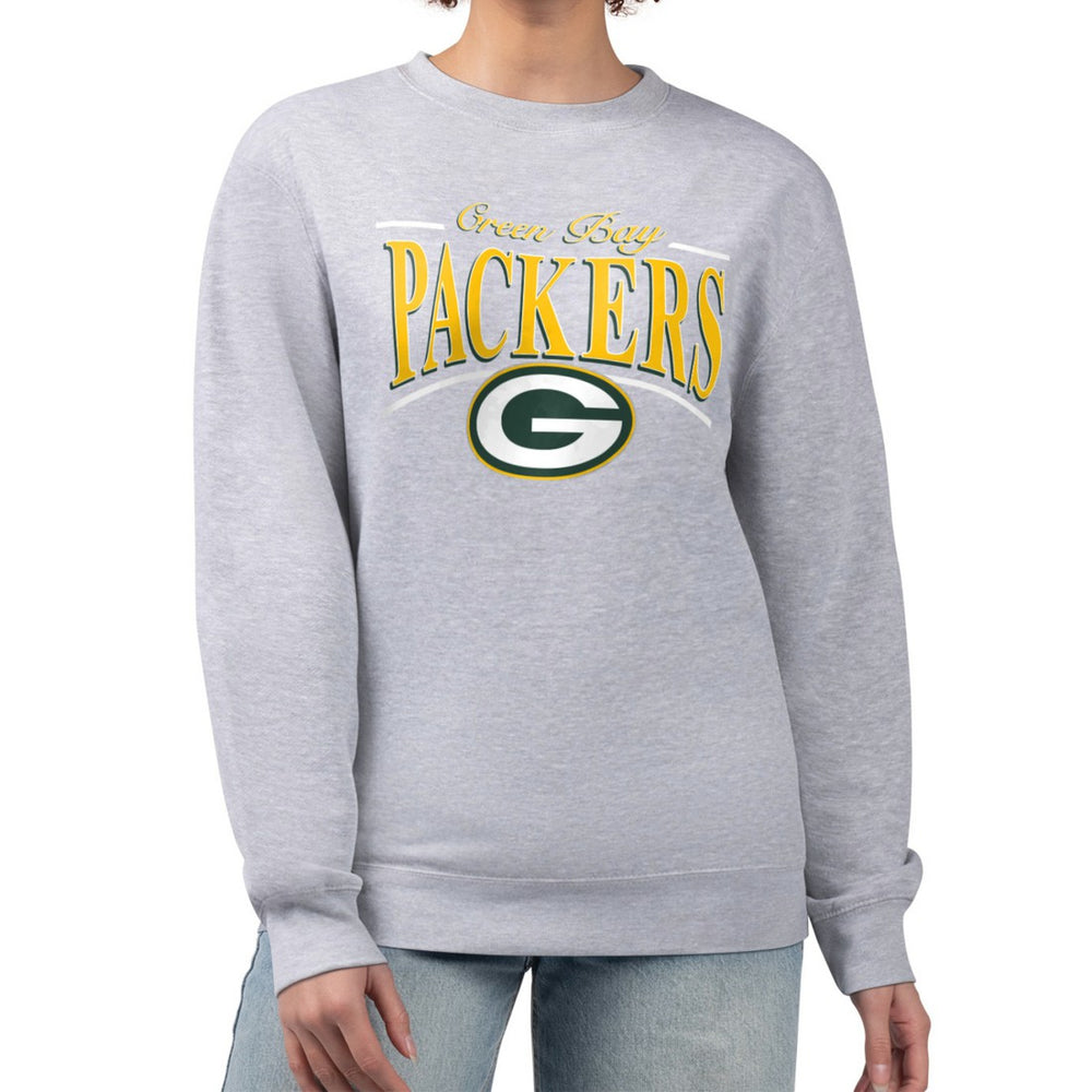 Green Bay Packers Starter Women's Arch Stripe Fleece Pullover Sweatshirt Gray | NFL