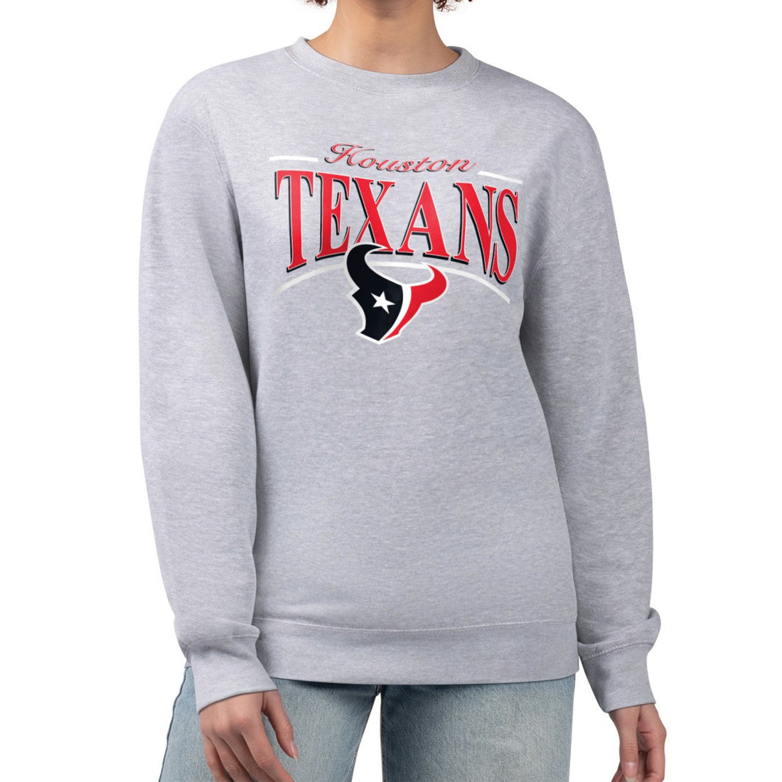 Houston Texans Starter Women's Arch Stripe Fleece Pullover Sweatshirt Gray | NFL