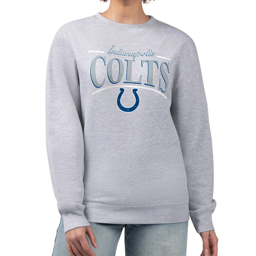 Indianapolis Colts Starter Women's Arch Stripe Fleece Pullover Sweatshirt Gray | NFL