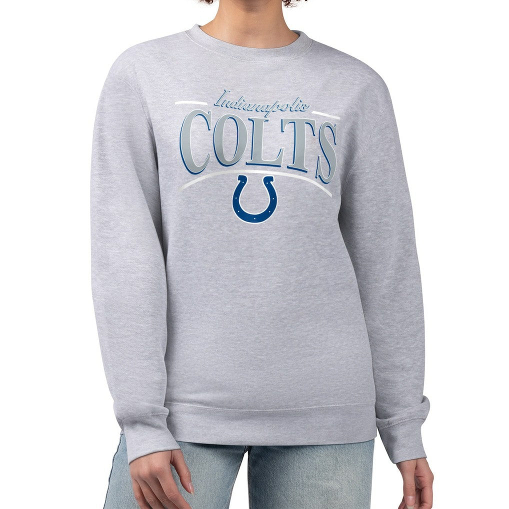 Indianapolis Colts Starter Women's Arch Stripe Fleece Pullover Sweatshirt Gray | NFL