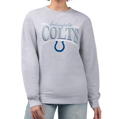 Indianapolis Colts Starter Women's Arch Stripe Fleece Pullover Sweatshirt Gray | NFL