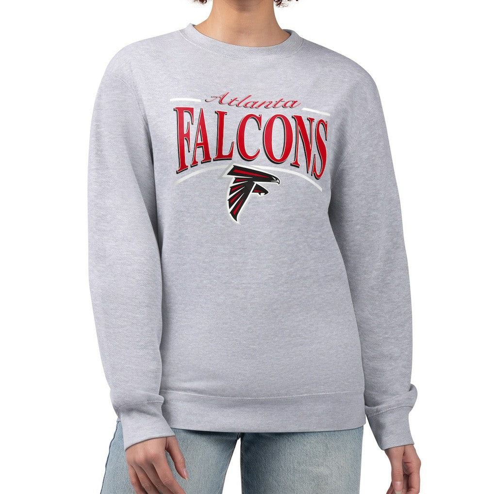 Atlanta Falcons Starter Women's Arch Stripe Fleece Pullover Sweatshirt Gray | NFL