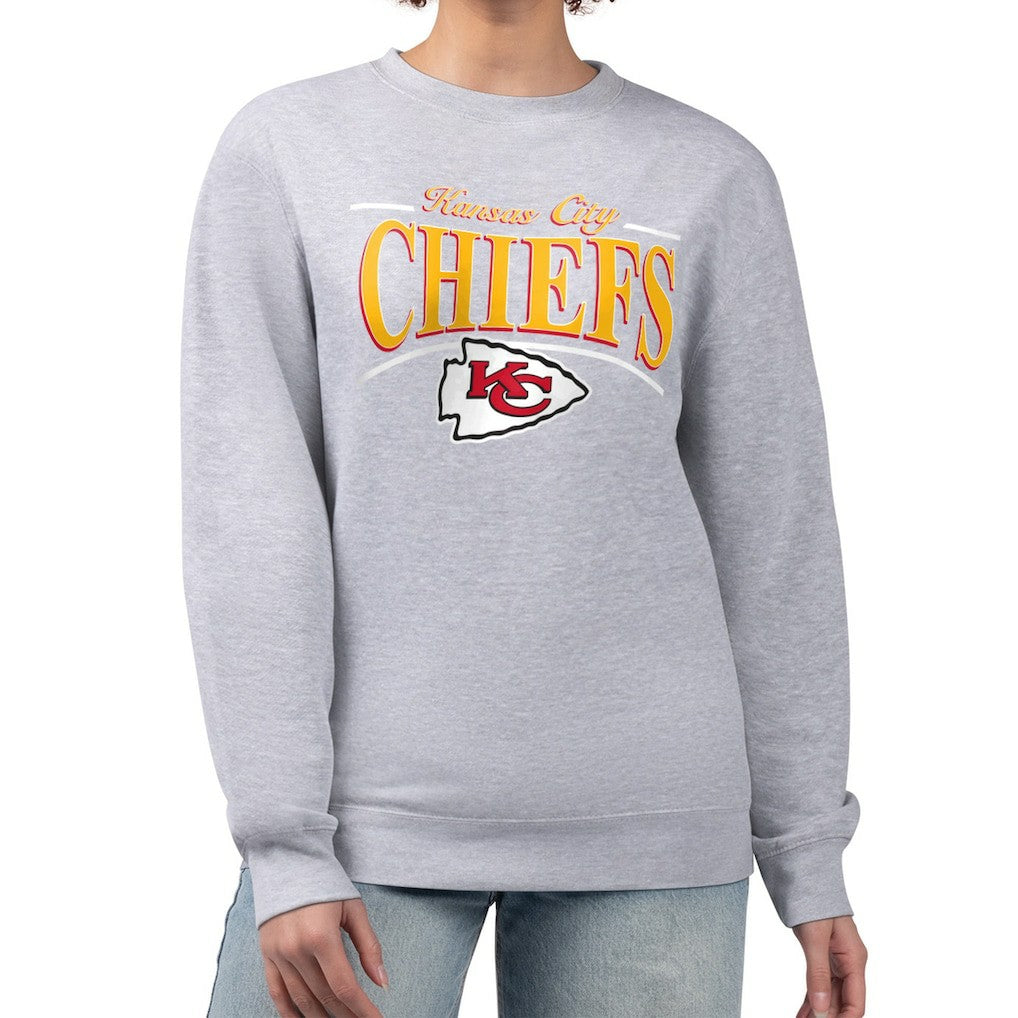 Kansas City Chiefs Starter Women's Arch Stripe Fleece Pullover Sweatshirt Gray | NFL