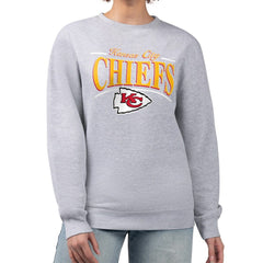 Kansas City Chiefs Starter Women's Arch Stripe Fleece Pullover Sweatshirt Gray | NFL