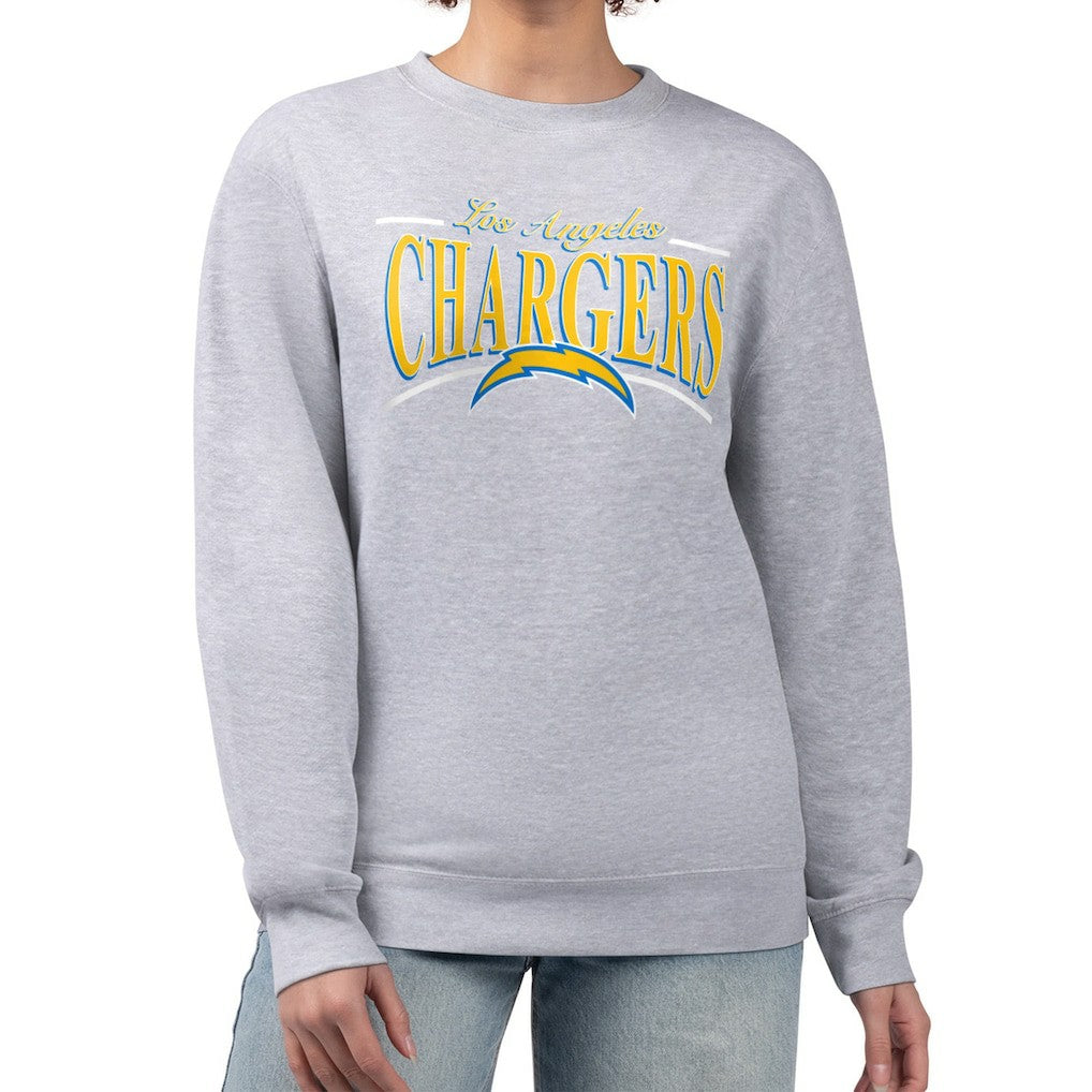 Los Angeles Chargers Starter Women's Arch Stripe Fleece Pullover Sweatshirt Gray | NFL