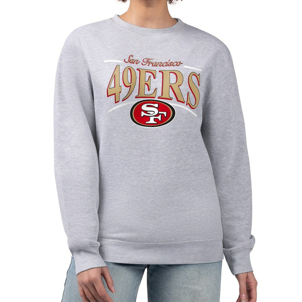 San Francisco 49ers Starter Women's Arch Stripe Fleece Pullover Sweatshirt Gray | NFL