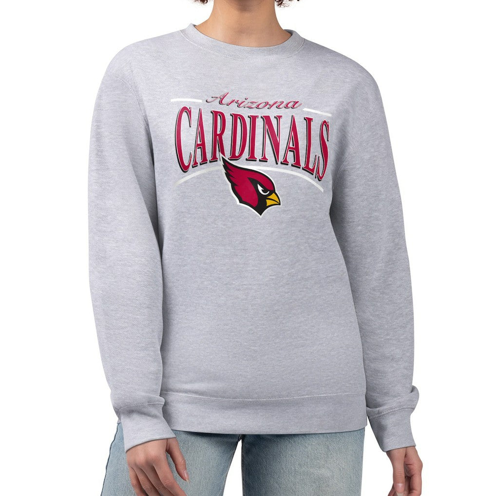 Arizona Cardinals Starter Women's Arch Stripe Fleece Pullover Sweatshirt Gray | NFL