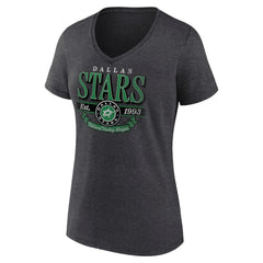 Dallas Stars Women's Retro Banner V-Neck T-Shirt - Charcoal - NHL